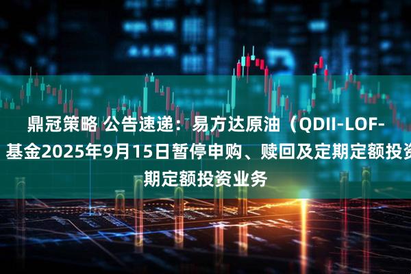 鼎冠策略 公告速递：易方达原油（QDII-LOF-FOF）基金2025年9月15日暂停申购、赎回及定期定额投资业务